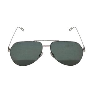Cartier Silver Aviator Sunglasses with greenish lenses 100% authentic CT0110S